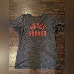 Under Armour Gray Heather Short Sleeve Tee with Red Logo
